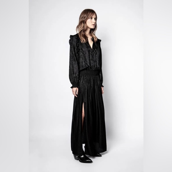 Zadig & Voltaire / Roar Jac Python Maxi Dress black silk kind sleeve XS - Picture 3 of 7